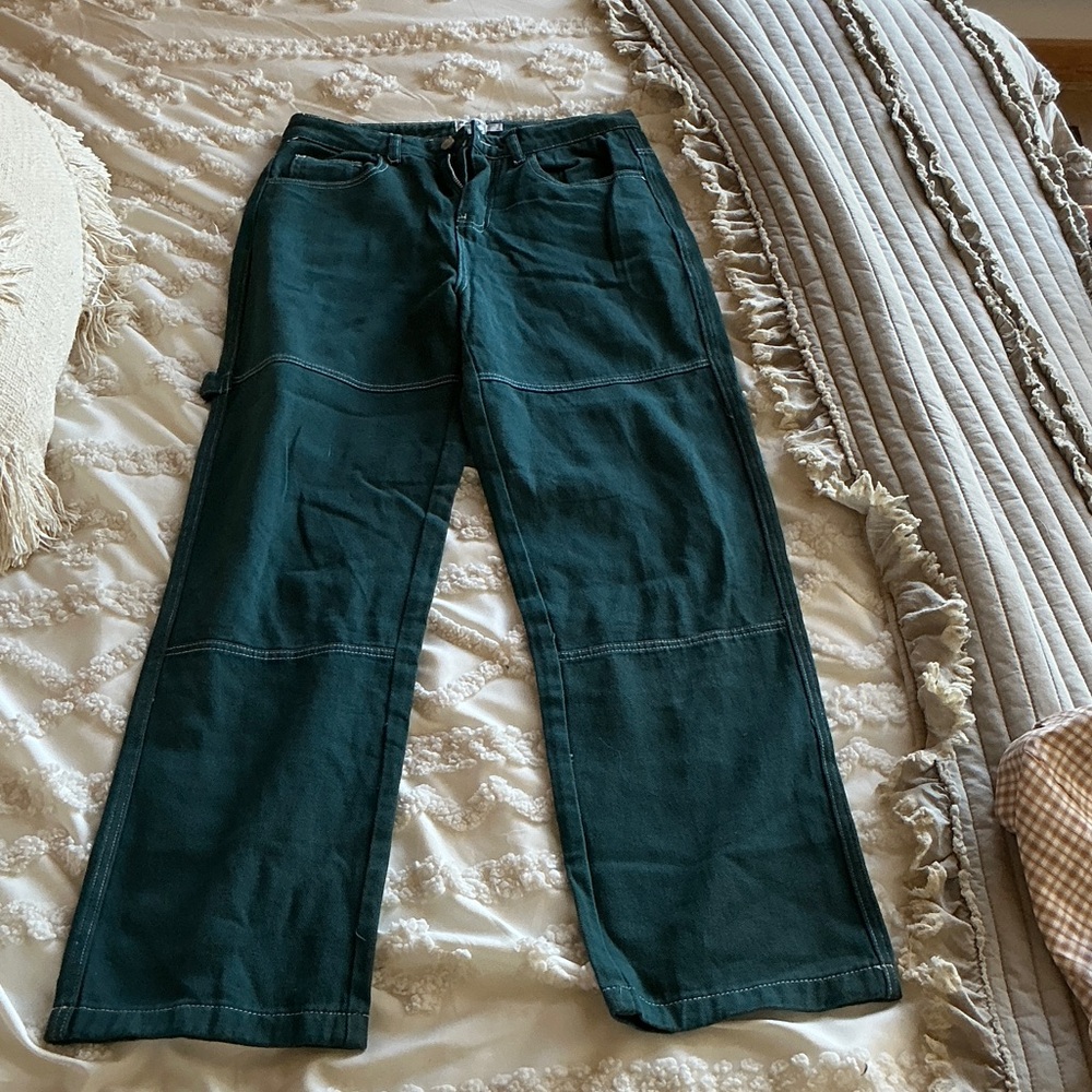 Princess Polly Dark Green Wide Leg Cargo Pants